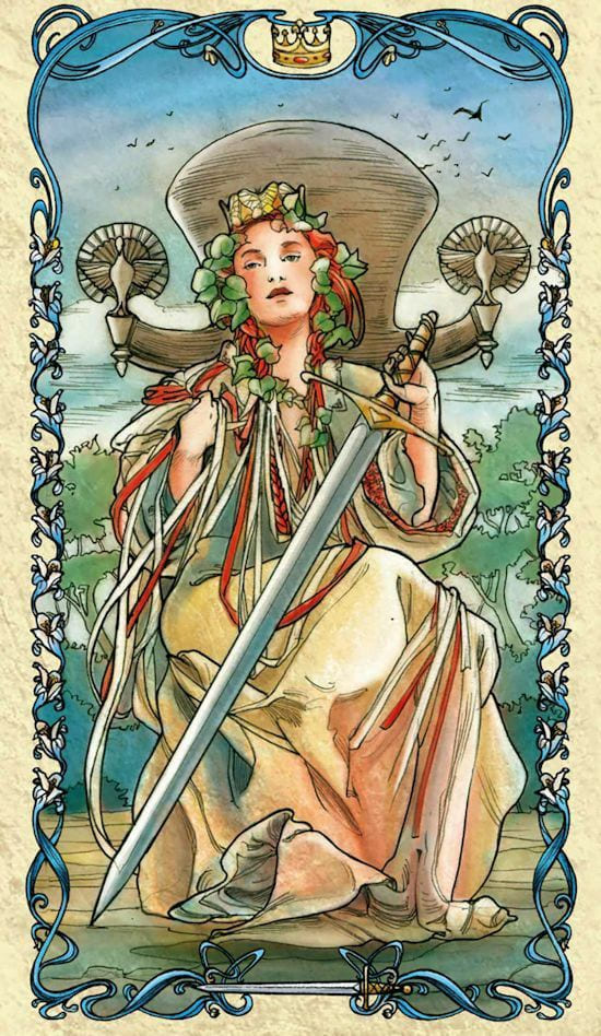 Queen of Swords — Tarot Mucha