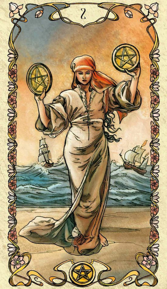 Two of Pentacles — Tarot Mucha