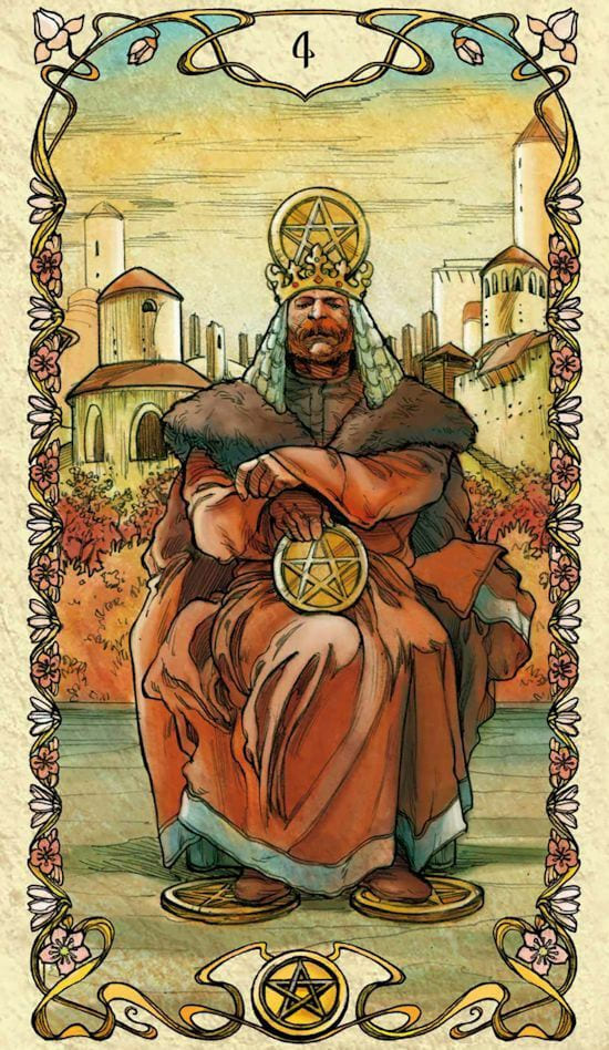 Cuatro de Oros — Tarot Mucha