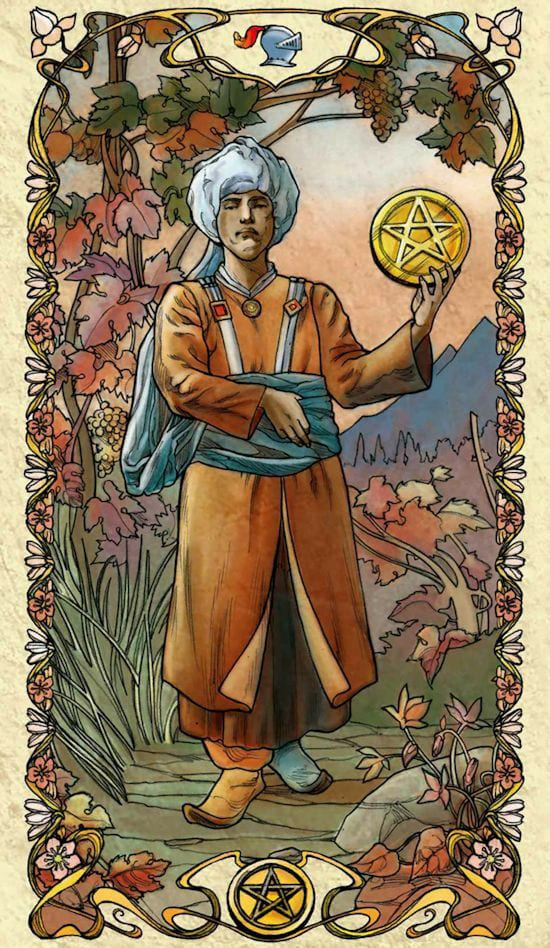 Page of Pentacles — Tarot Mucha