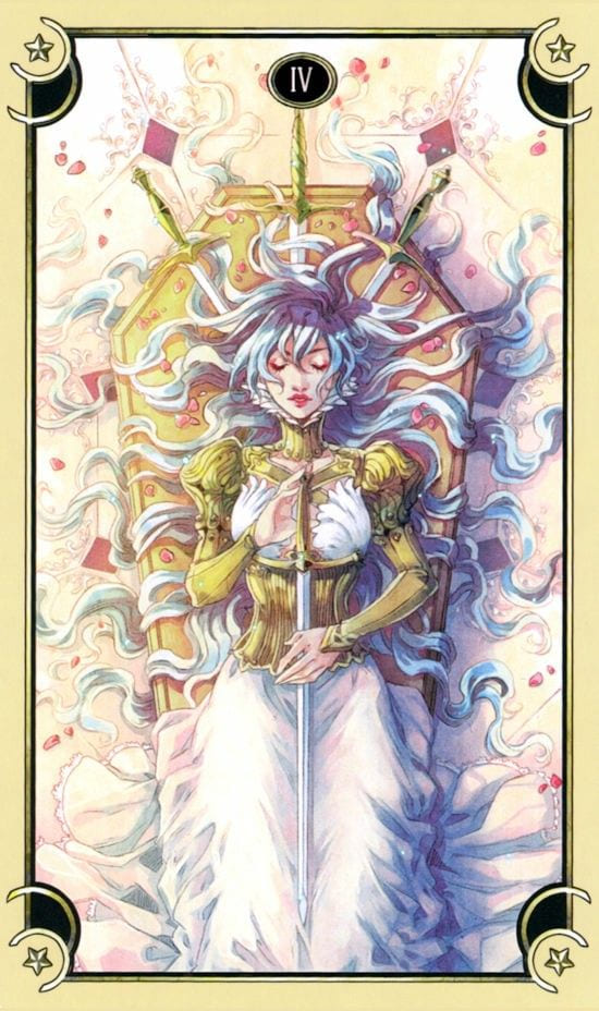 Cuatro de Espadas — Tarot Manga Místico