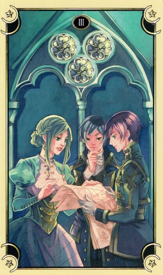 Three of Pentacles — Mystical Manga Tarot