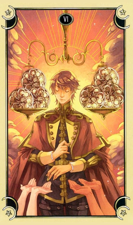 Six of Pentacles — Mystical Manga Tarot
