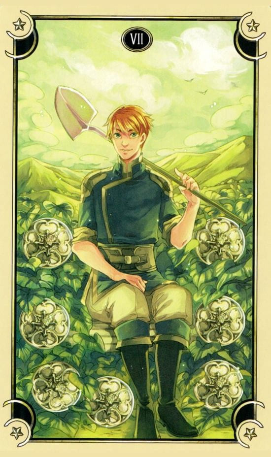 Seven of Pentacles — Mystical Manga Tarot