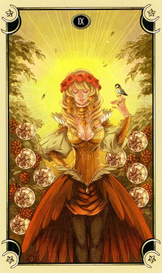Nine of Pentacles — Mystical Manga Tarot