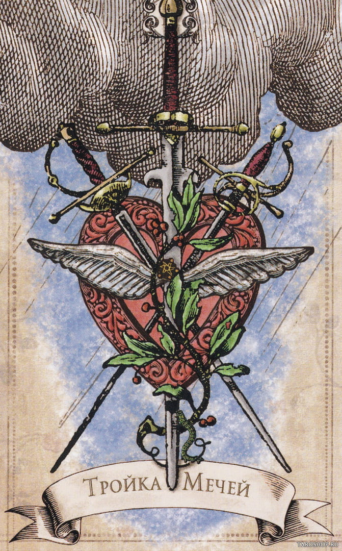 Tres de Espadas — Old Style Tarot