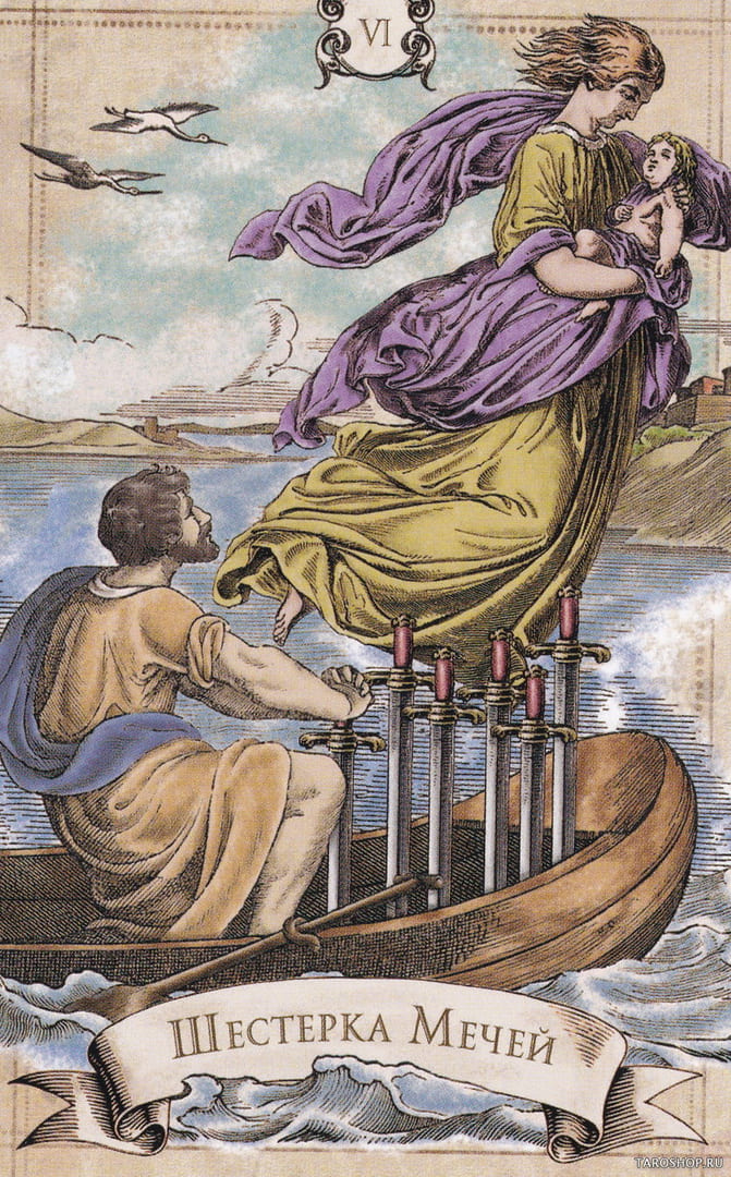 Seis de Espadas — Old Style Tarot