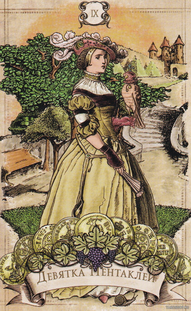 Nine of Pentacles — Old Style Tarot