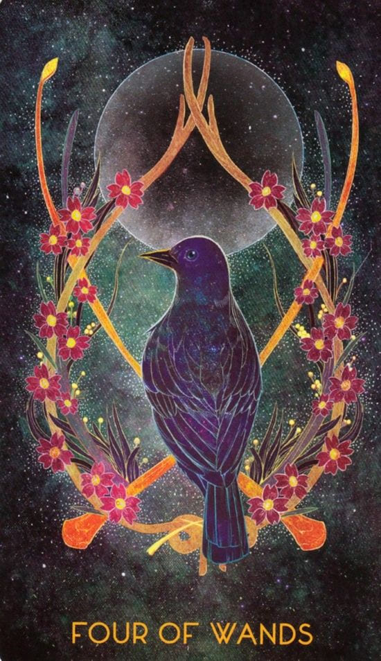 Four of Wands — Oriens Animal Tarot
