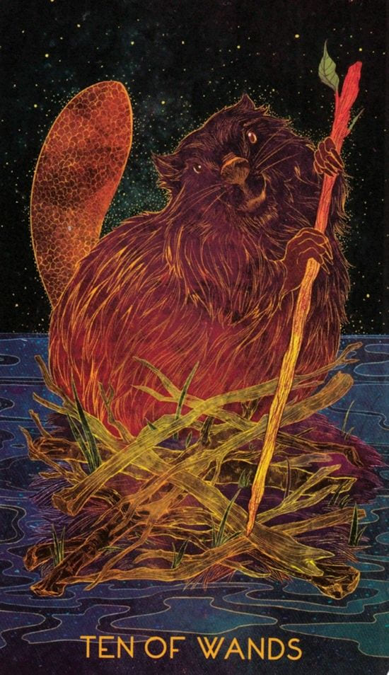 Ten of Wands — Oriens Animal Tarot