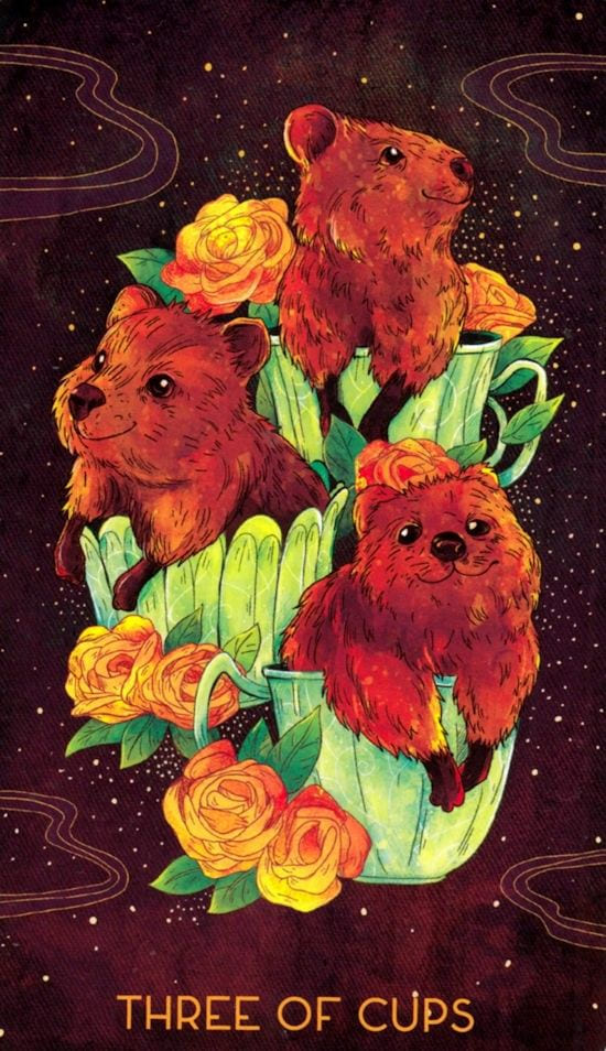 Three of Cups — Oriens Animal Tarot