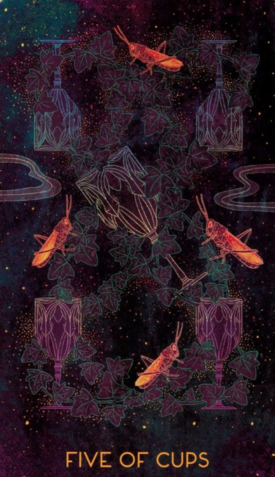 Five of Cups — Oriens Animal Tarot