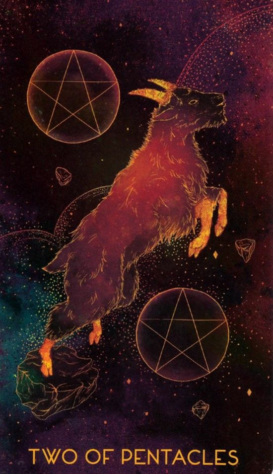 Two of Pentacles — Oriens Animal Tarot