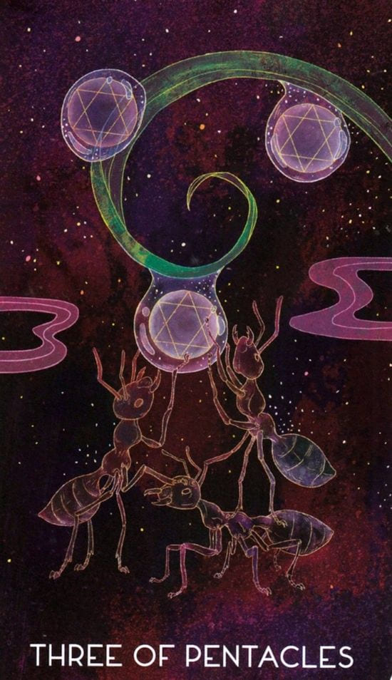 Tres de Oros — Oriens Animal Tarot