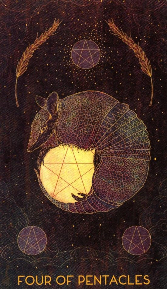 Cuatro de Oros — Oriens Animal Tarot