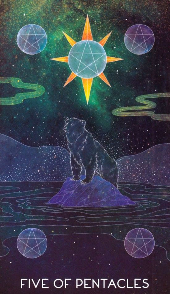 Five of Pentacles — Oriens Animal Tarot