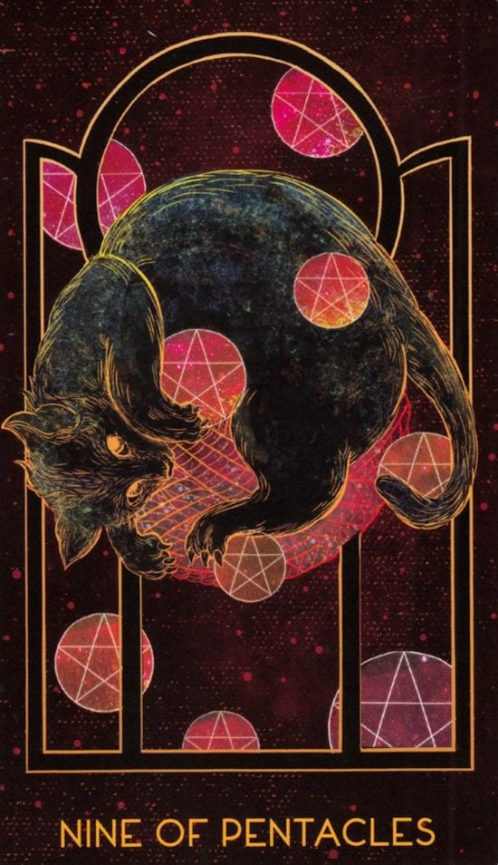 Nueve de Oros — Oriens Animal Tarot