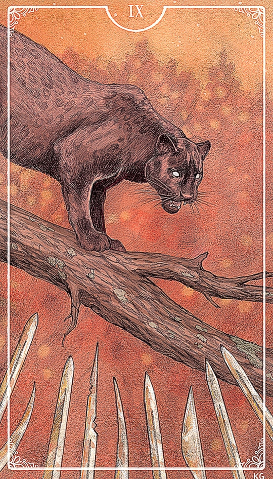 Nueve de Espadas — Ostara Tarot