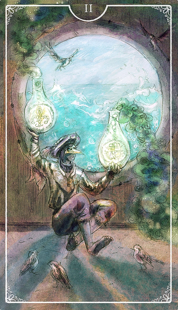 Dos de Oros — Ostara Tarot