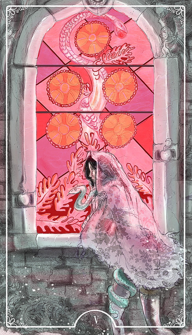 Cinco de Oros — Ostara Tarot