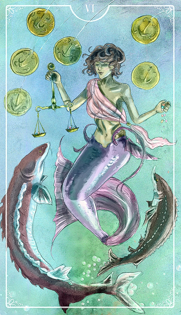 Six of Pentacles — Ostara Tarot