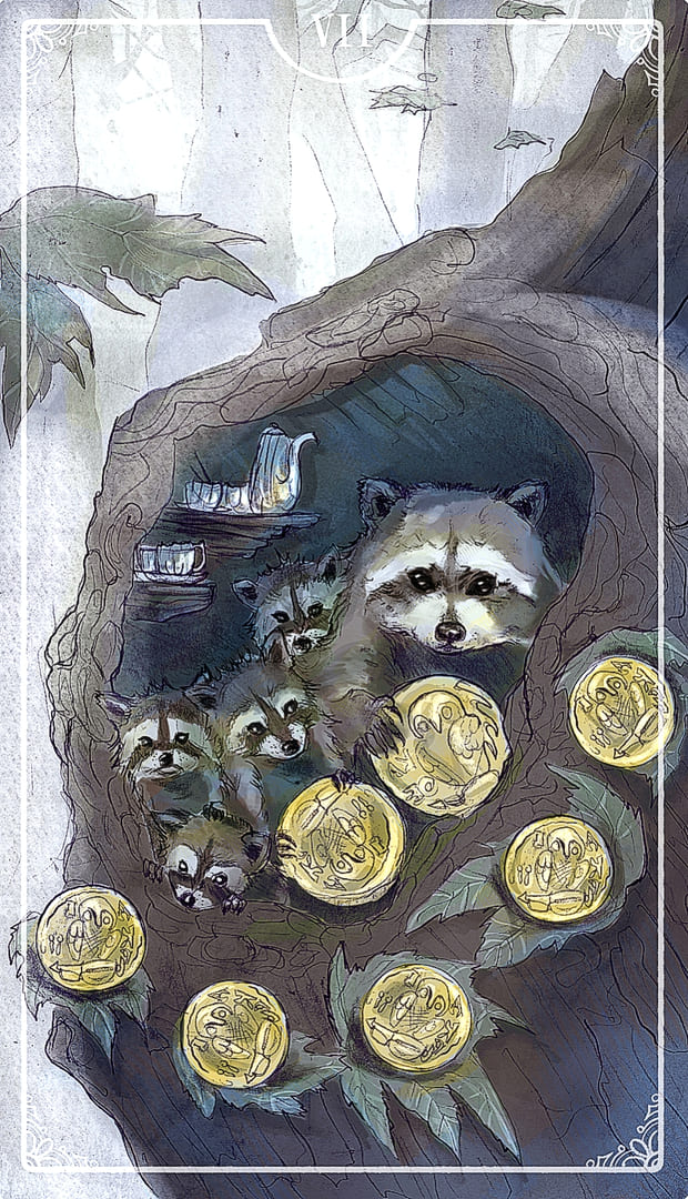 Siete de Oros — Ostara Tarot