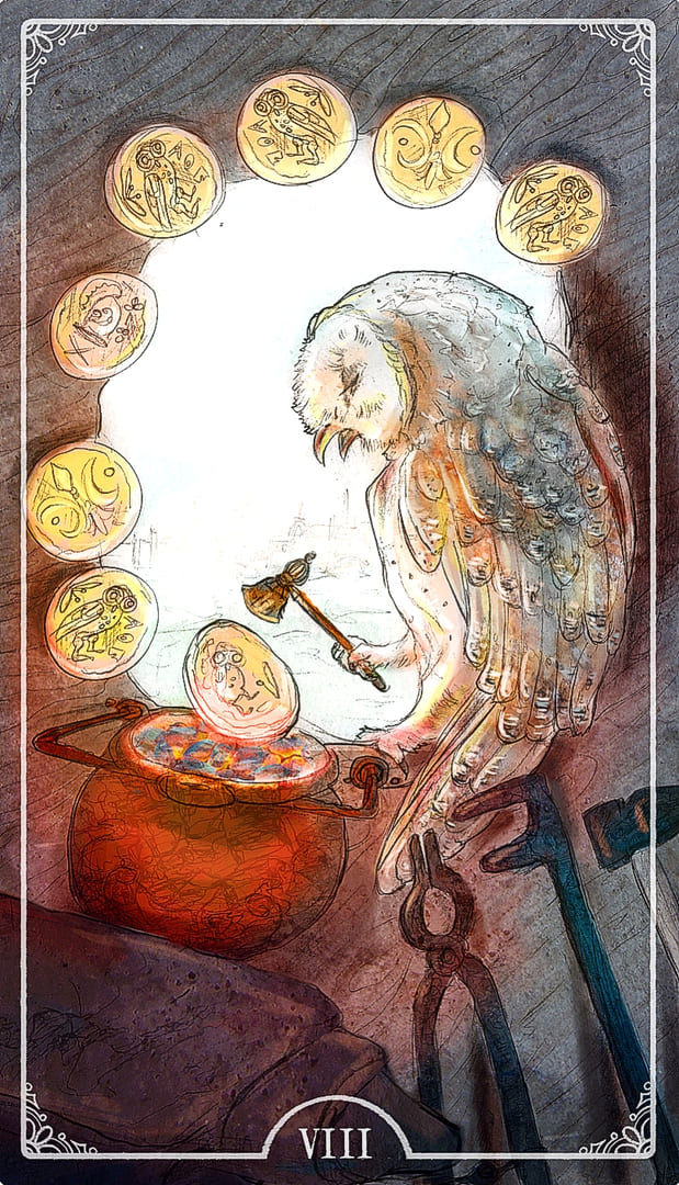 Eight of Pentacles — Ostara Tarot