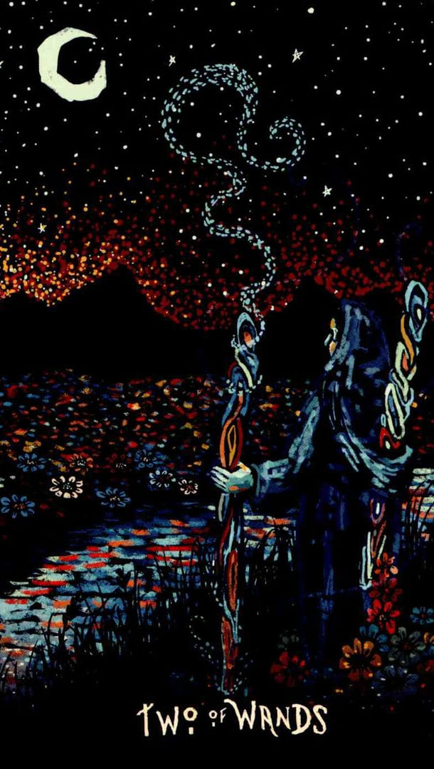 Dos de Bastos — Prisma Visions Tarot