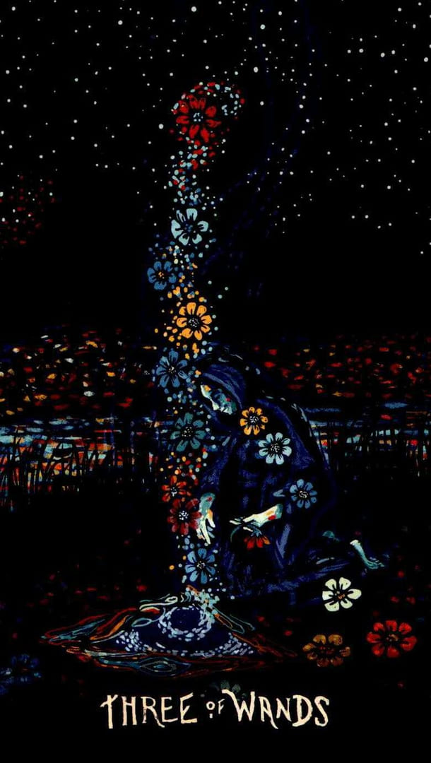 Tres de Bastos — Prisma Visions Tarot