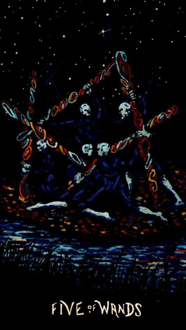Five of Wands — Prisma Visions Tarot