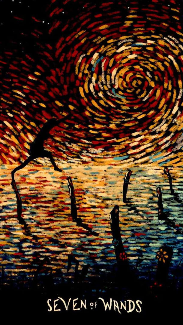 Seven of Wands — Prisma Visions Tarot