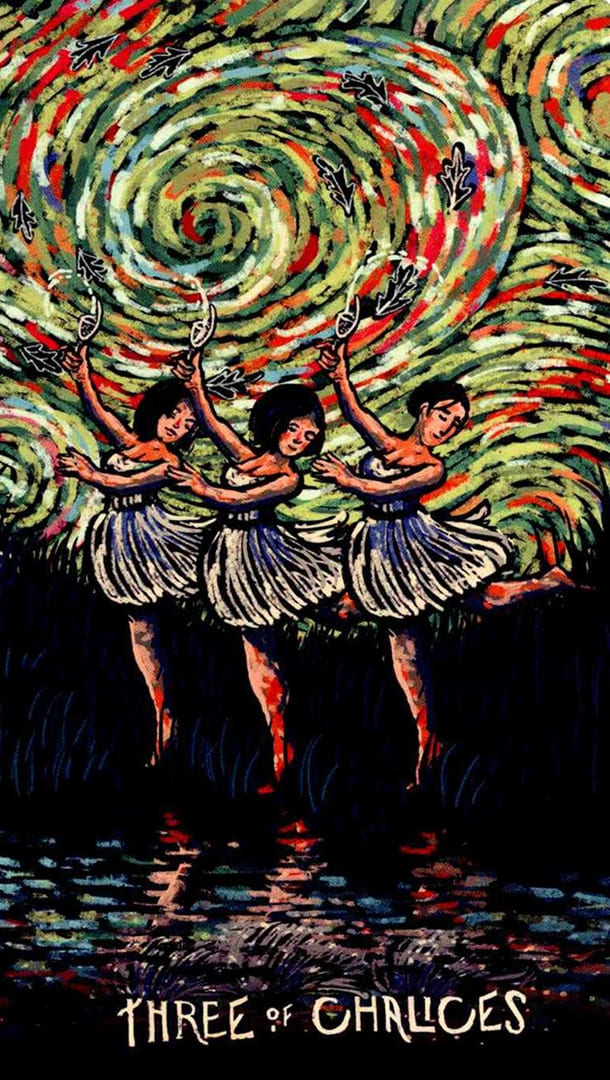 Three of Cups — Prisma Visions Tarot