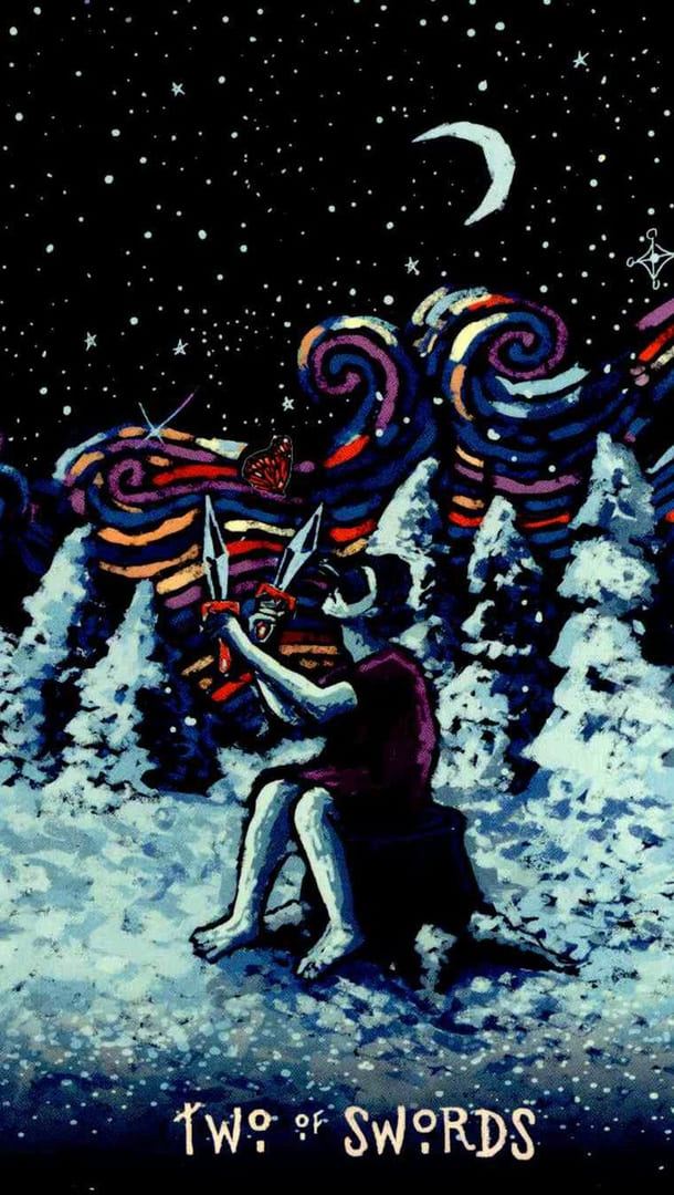 Dos de Espadas — Prisma Visions Tarot