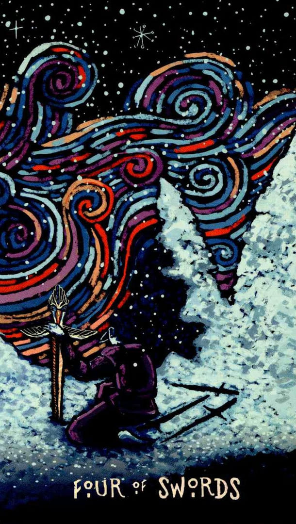 Cuatro de Espadas — Prisma Visions Tarot