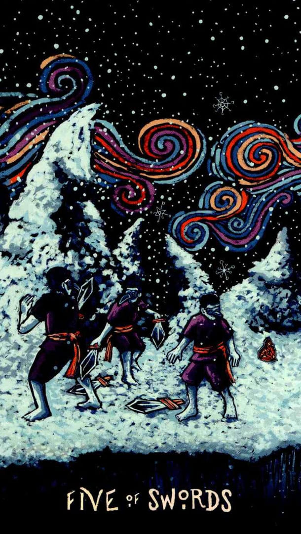 Cinco de Espadas — Prisma Visions Tarot