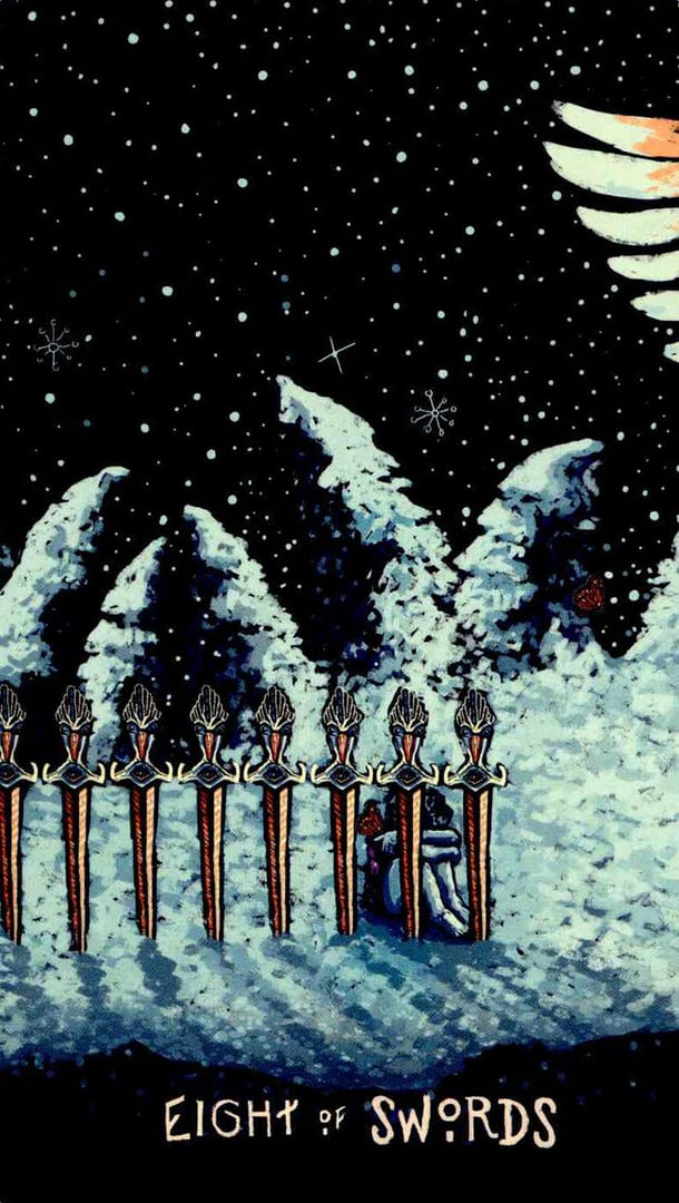 Ocho de Espadas — Prisma Visions Tarot