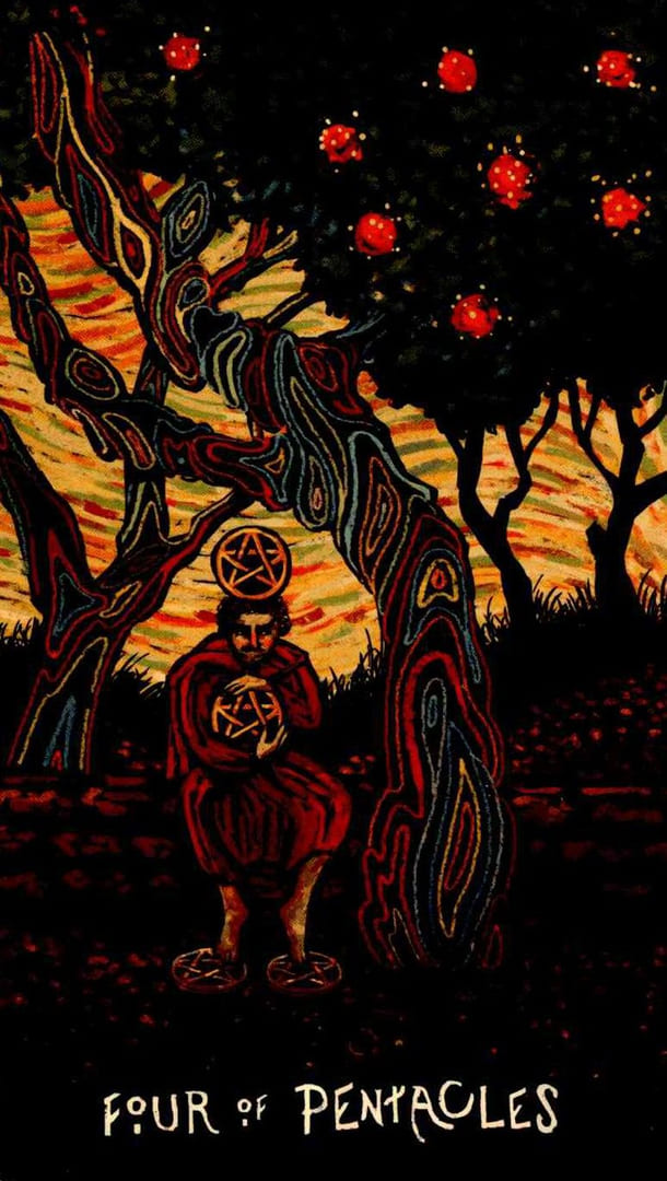 Cuatro de Oros — Prisma Visions Tarot