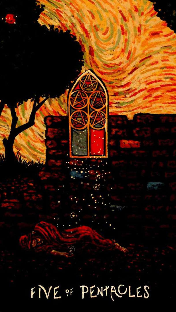 Cinco de Oros — Prisma Visions Tarot