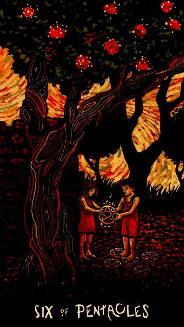 Six of Pentacles — Prisma Visions Tarot
