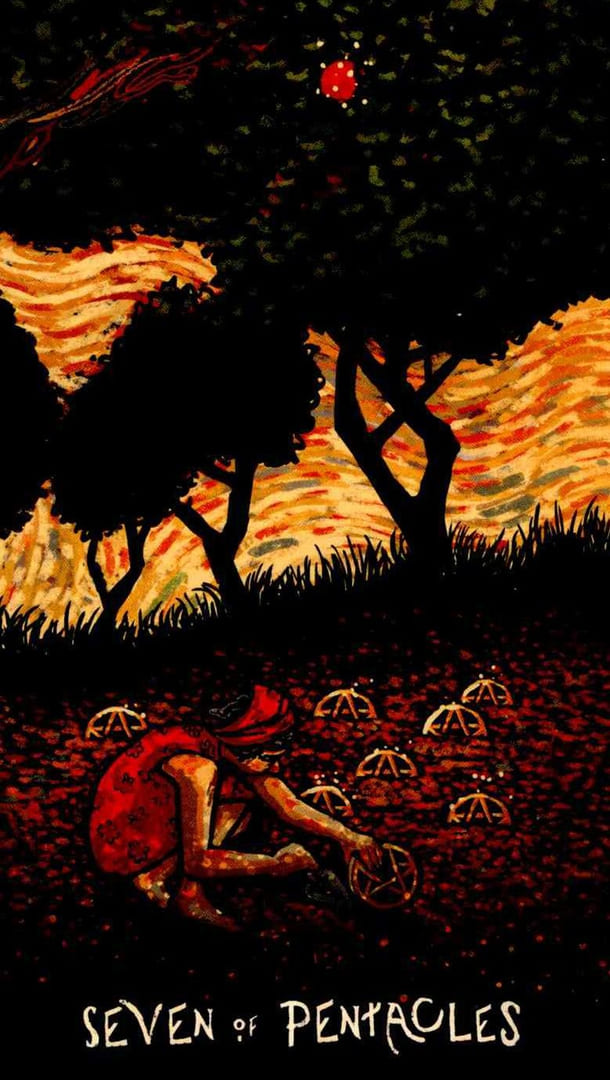 Siete de Oros — Prisma Visions Tarot