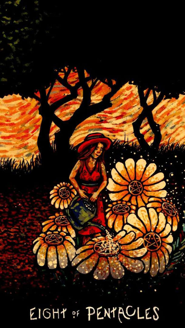 Eight of Pentacles — Prisma Visions Tarot
