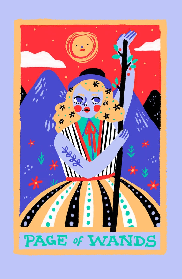 Sota de Bastos — Rainbow Tarot