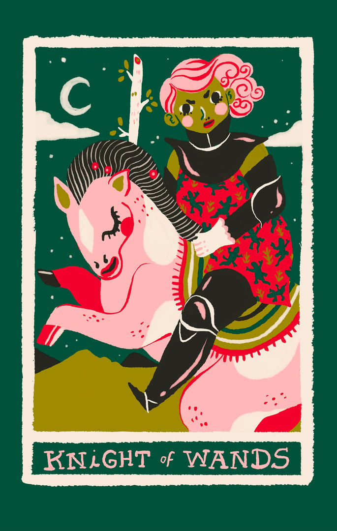 Caballo de Bastos — Rainbow Tarot