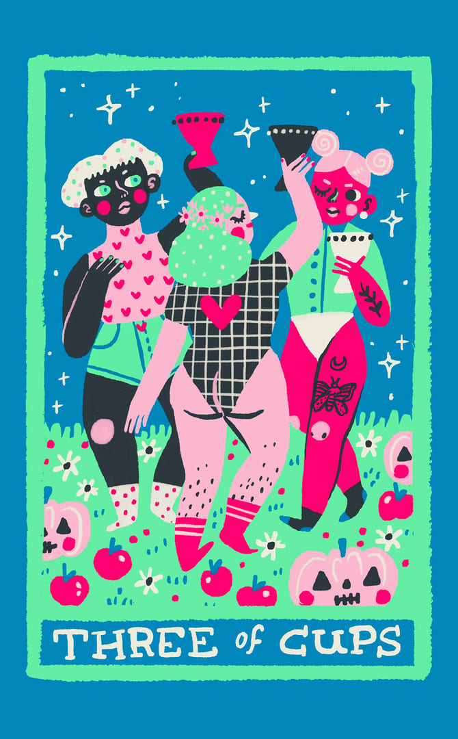 Tres de Copas — Rainbow Tarot