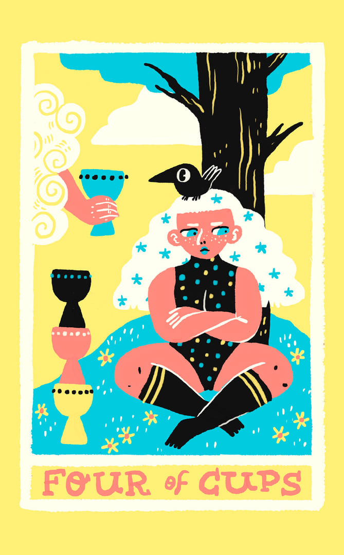 Cuatro de Copas — Rainbow Tarot