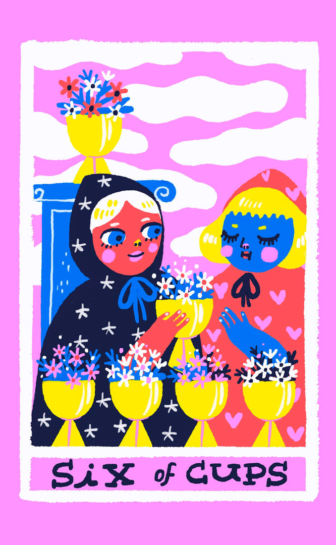 Seis de Copas — Rainbow Tarot