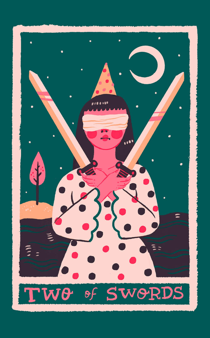 Dos de Espadas — Rainbow Tarot