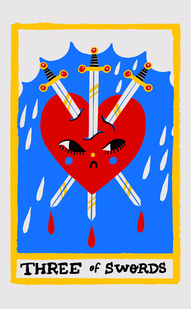 Tres de Espadas — Rainbow Tarot