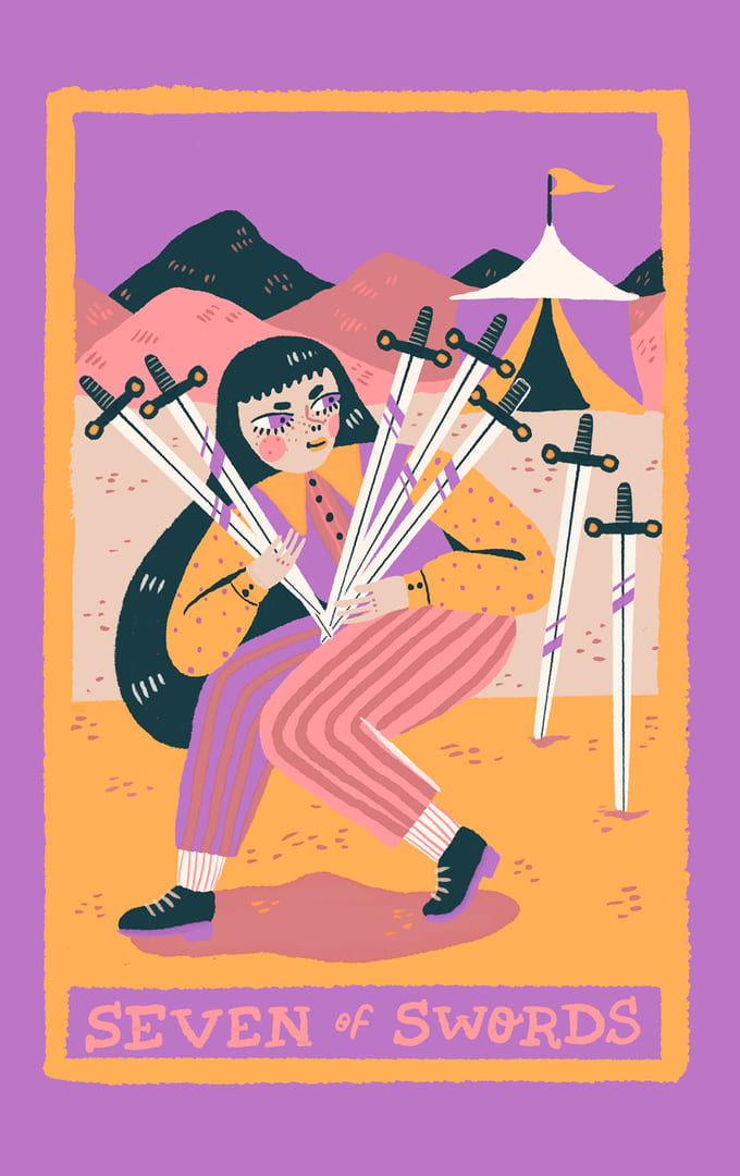 Siete de Espadas — Rainbow Tarot