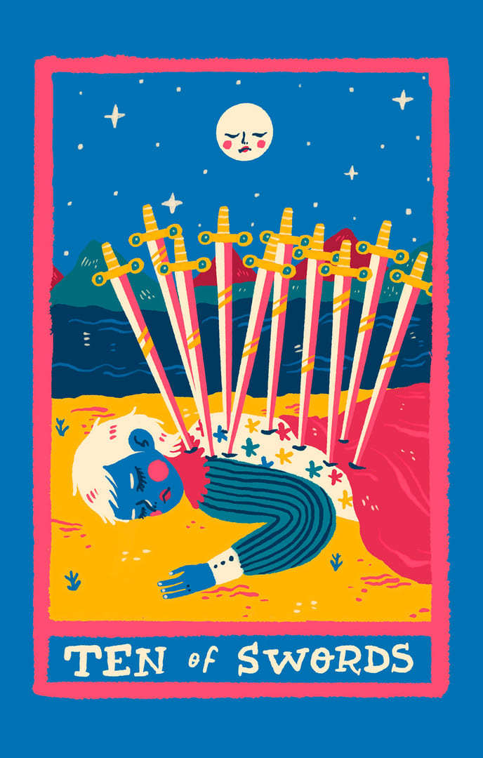 Diez de Espadas — Rainbow Tarot